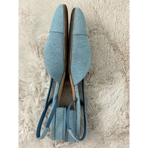 Chanel Women's Interlocking CC Logo Canvas Slingback Baby Blue Flats Size 8.5 - Picture 4 of 8